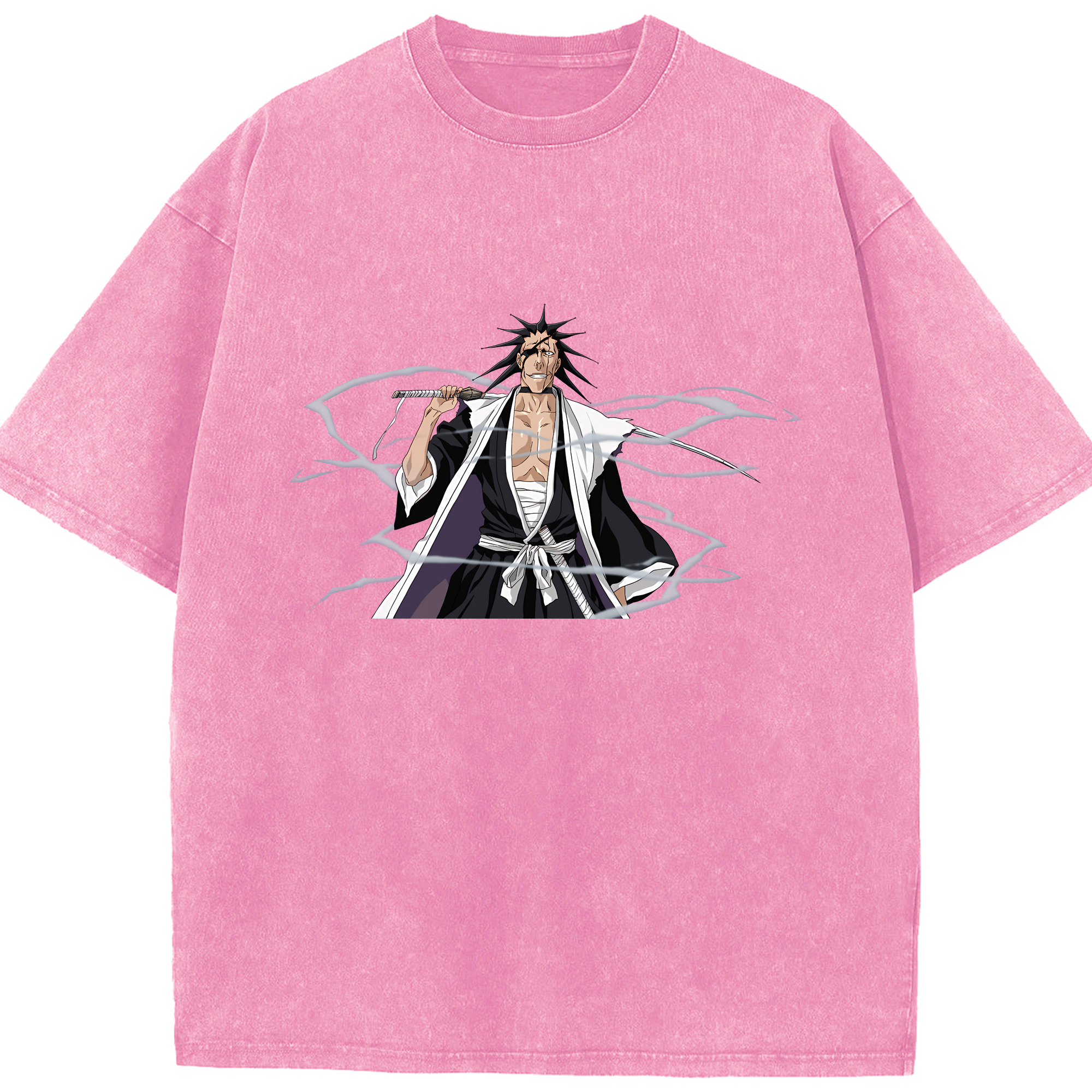 （画像用） ブリーチ ざらき けんぱち BLEACH Zaraki Kenpachi 綿100% ヴィンテージ風 半袖Tシャツ（フロントプリント）